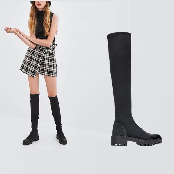 2020 stretch lycra high platform long winter shoes women sock over the knee boots size 42 43 lj201130, Black
2020 stretch lycra high platform long winter shoes women sock over the knee boots size 42 43 lj201130, Black
