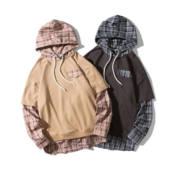 men's clothing hoodies sweatshirts fashion men's hooded sweaters fake two-piece hooded pullovers wild ins lattice control men, Black
men's clothing hoodies sweatshirts fashion men's hooded sweaters fake two-piece hooded pullovers wild ins lattice control men, Black