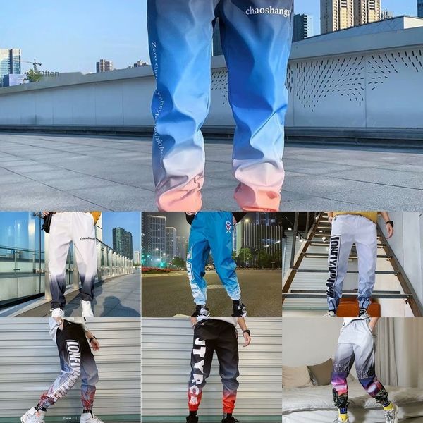 rjh0g ins super hip-hop gradient capri men's cropped gradient pants men's ankle-tied brand loose couple casual fashion sports crop, Blue
rjh0g ins super hip-hop gradient capri men's cropped gradient pants men's ankle-tied brand loose couple casual fashion sports crop, Blue