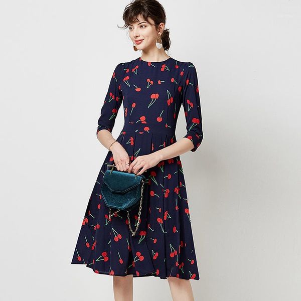 vintage o neck casual a line cherry print dresses women 2020 autumn three quarter sleeve midi dress elegant party pleated dress1, Black;gray
vintage o neck casual a line cherry print dresses women 2020 autumn three quarter sleeve midi dress elegant party pleated dress1, Black;gray