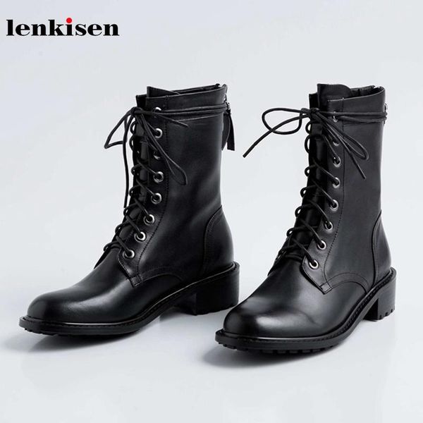 boots lenkisen sell well genuine leather british fashion leisure lace up med heels round toe winter keep warm women mid-calf l17, Black
boots lenkisen sell well genuine leather british fashion leisure lace up med heels round toe winter keep warm women mid-calf l17, Black