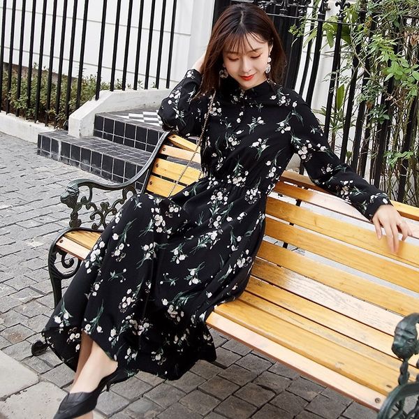 2020 new women's spring and autumn wear korean broken flower chiffon with thin dress dress temperamentmedium length long sleeve bottom, Black;gray
2020 new women's spring and autumn wear korean broken flower chiffon with thin dress dress temperamentmedium length long sleeve bottom, Black;gray