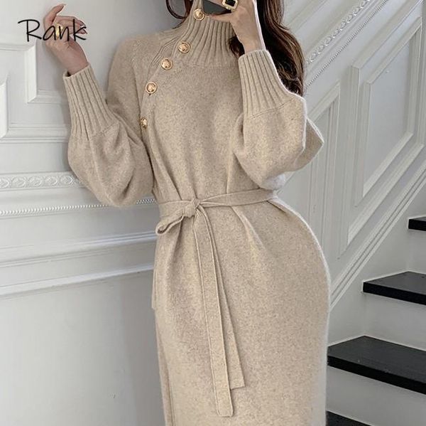 casual dresses stylish winter turtleneck buttons women knitted elegant dress full sleeve lace-up female thicken long sweater, Black;gray
casual dresses stylish winter turtleneck buttons women knitted elegant dress full sleeve lace-up female thicken long sweater, Black;gray