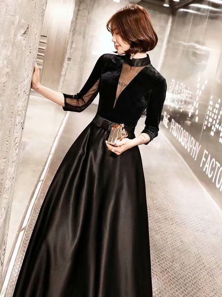 2021 new three-quarters dressed as a party dress boda length floor qy57 evening, Black;red
2021 new three-quarters dressed as a party dress boda length floor qy57 evening, Black;red