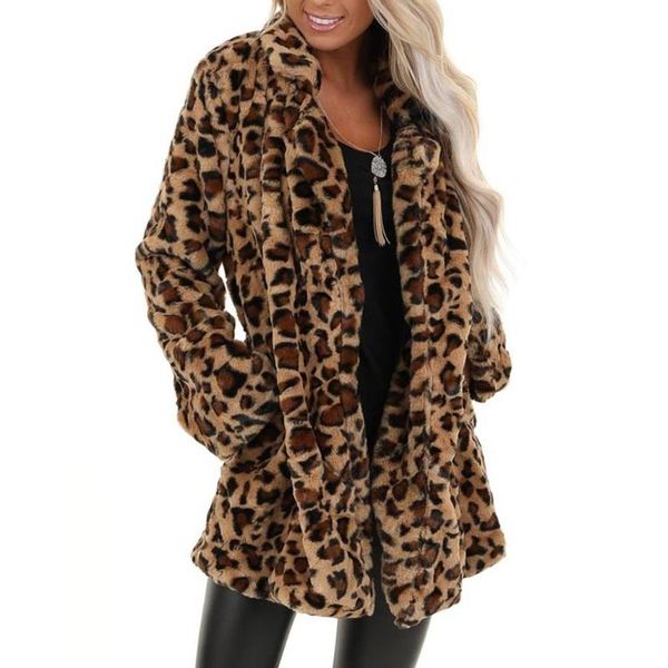 women's wool & blends 2021 warm winter leopard faux fur long coat pocket women fashion streetwear oversized female casual outerwear cha, Black
women's wool & blends 2021 warm winter leopard faux fur long coat pocket women fashion streetwear oversized female casual outerwear cha, Black