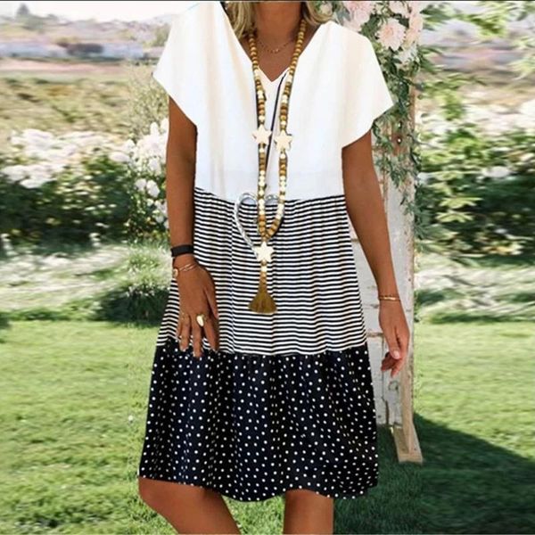 women fashion summer dress loose dress women striped dot v-neck shorts sleeve casual ladies mini high waist plus size new dress, Black;gray
women fashion summer dress loose dress women striped dot v-neck shorts sleeve casual ladies mini high waist plus size new dress, Black;gray