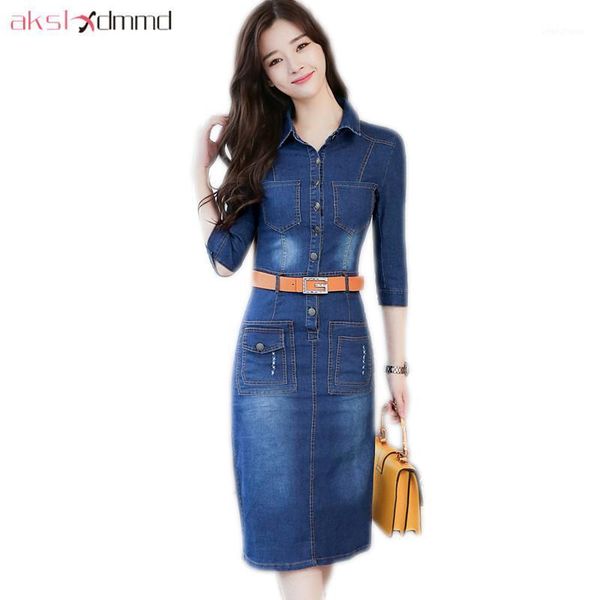akslxdmmd women fashion denim dresses 2020 new spring plus size slim casual waist-belt button denim dress female vestidos lh14011, Black;gray
akslxdmmd women fashion denim dresses 2020 new spring plus size slim casual waist-belt button denim dress female vestidos lh14011, Black;gray