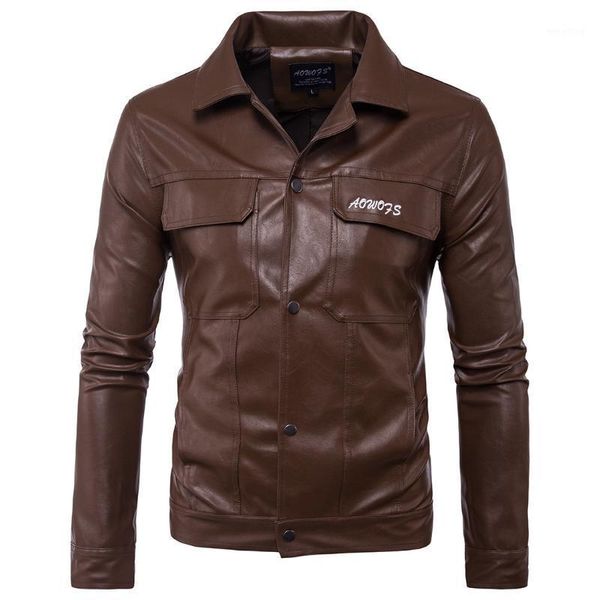 men's clothing spring and autumn new men's motorcycle leather letter embroidery european code leather jacket coat1, Black;brown
men's clothing spring and autumn new men's motorcycle leather letter embroidery european code leather jacket coat1, Black;brown