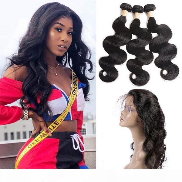 peruvian human hair 3 bundles with 360 lace frontal part pre plucked body wave hair extensions weft with 360 frontal 8-30inch, Black;brown 
peruvian human hair 3 bundles with 360 lace frontal part pre plucked body wave hair extensions weft with 360 frontal 8-30inch, Black;brown