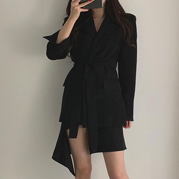 women's suits & blazers sashes notched lace up blazer slim pockets female jackets 2021 spring autumn korean office elegant lady outerwe, White;black
women's suits & blazers sashes notched lace up blazer slim pockets female jackets 2021 spring autumn korean office elegant lady outerwe, White;black