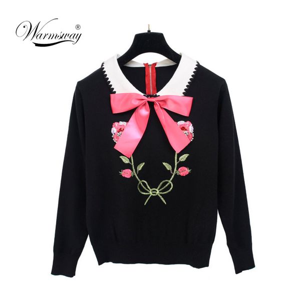 women new vintage sweaters beading sequined floral pullovers winter autumn knitted retro embroidery bow blusas c-023 201030, White;black
women new vintage sweaters beading sequined floral pullovers winter autumn knitted retro embroidery bow blusas c-023 201030, White;black
