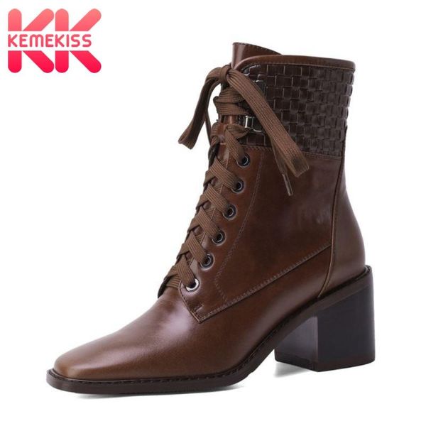 boots kemekiss design women ankle genuine leather lace up square heel woman short fashion cool winter shoes size 34-40, Black
boots kemekiss design women ankle genuine leather lace up square heel woman short fashion cool winter shoes size 34-40, Black