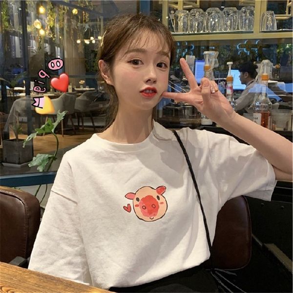 short sleeve t-shirt coat t-shirt women 2020 new korean version ins loose piggy print girl summer versatile half sleeve women's wear, White
short sleeve t-shirt coat t-shirt women 2020 new korean version ins loose piggy print girl summer versatile half sleeve women's wear, White