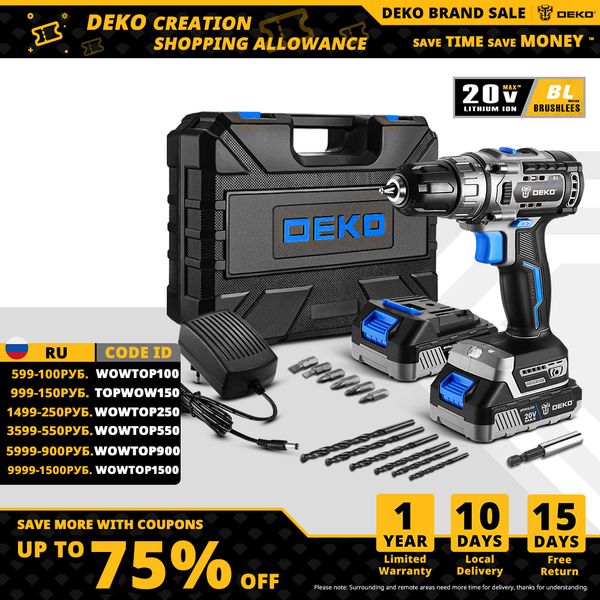 deko 20v brushless cordless drill 42n.m electric screwdriver & brushless wrench 350n.m electric impact wrench(brushless series)
deko 20v brushless cordless drill 42n.m electric screwdriver & brushless wrench 350n.m electric impact wrench(brushless series)