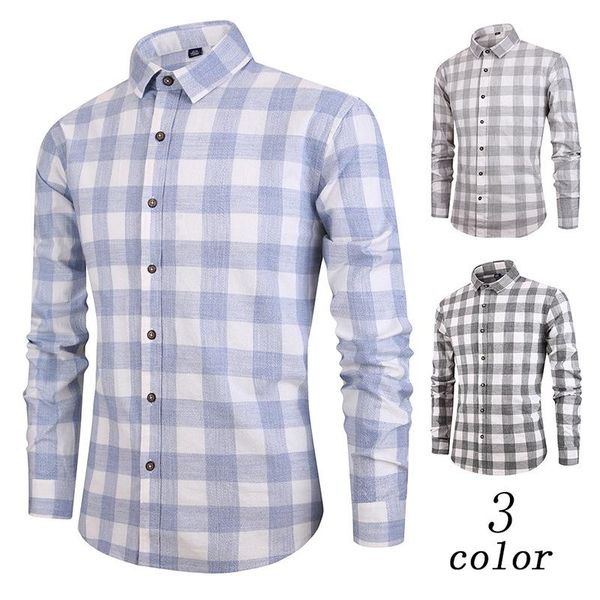 casual shirts men cotton plaid slim square collar full sleeve fashion wild tees spring, White;black
casual shirts men cotton plaid slim square collar full sleeve fashion wild tees spring, White;black