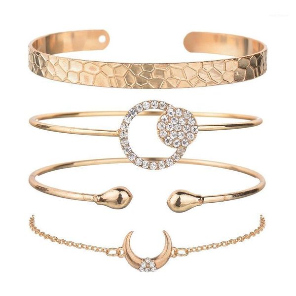 bangle 4 pcs/set bohemian opened round moon rhinestone charm cuff bracelets set for women punk gold color bracelet jewelry 5851, Black
bangle 4 pcs/set bohemian opened round moon rhinestone charm cuff bracelets set for women punk gold color bracelet jewelry 5851, Black