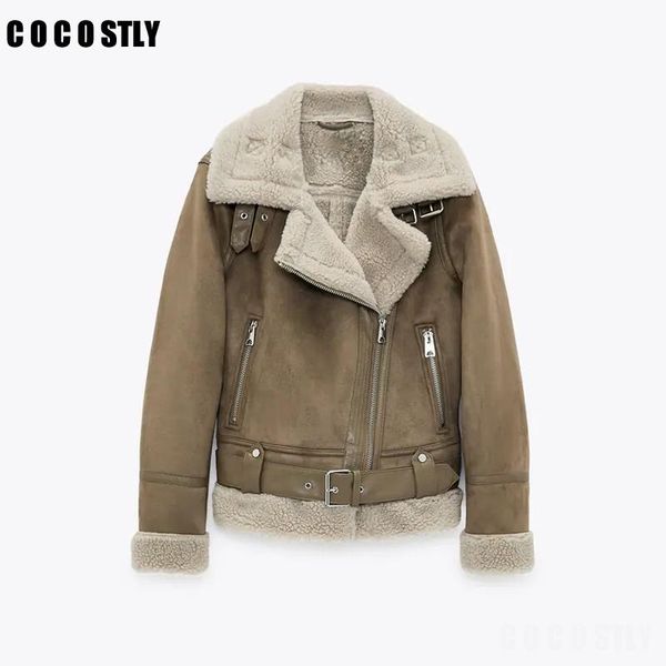women's leather & faux streetwear women suede jacket winter coat thick warm lamb wool jackets fashion loose motorcycle female, Black
women's leather & faux streetwear women suede jacket winter coat thick warm lamb wool jackets fashion loose motorcycle female, Black