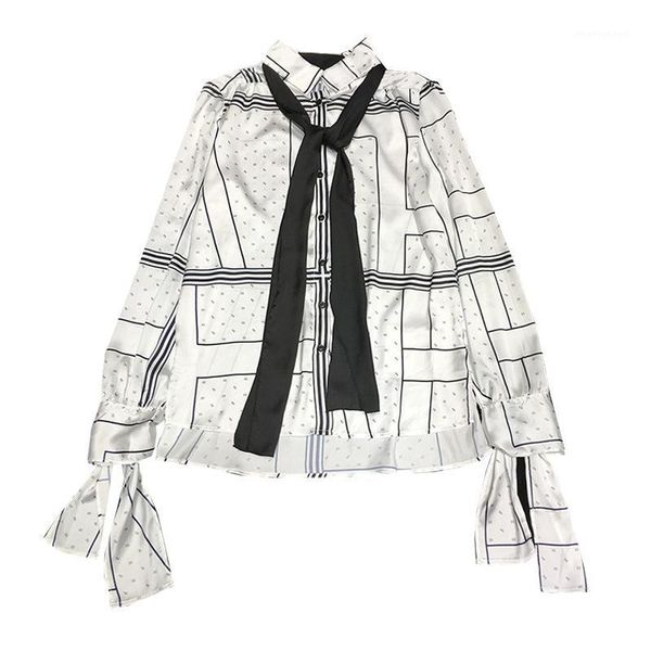 women's blouses & shirts spring and summer front short back long satin shirt imitation bow tie detachable medium fashion, White
women's blouses & shirts spring and summer front short back long satin shirt imitation bow tie detachable medium fashion, White
