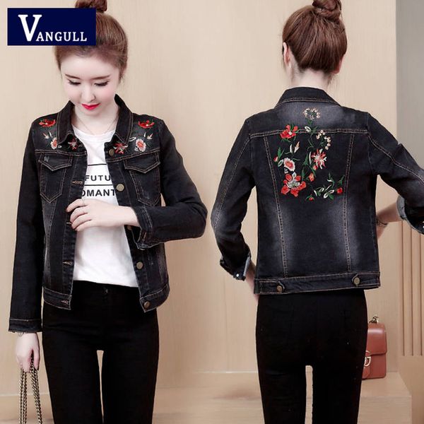 vangull women denim jackets fashion flower embroidery black jean coat 2019 autumn new single breasted slim short denim outerwear c1106, Black;brown
vangull women denim jackets fashion flower embroidery black jean coat 2019 autumn new single breasted slim short denim outerwear c1106, Black;brown