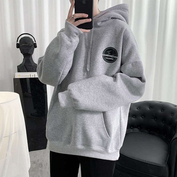 color korean men's loose sweater solid pullover hooded sports and leisure new fashion brand autumn clothes coat, Gray
color korean men's loose sweater solid pullover hooded sports and leisure new fashion brand autumn clothes coat, Gray