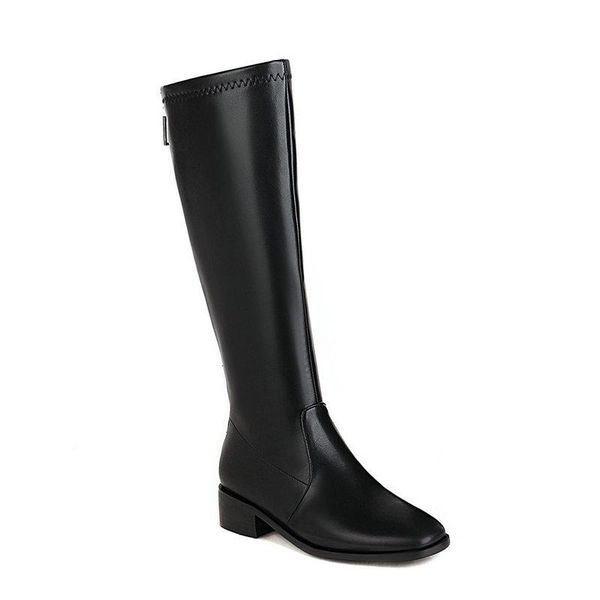 2021 knee high women boots pu leather round toe autumn winter long boots square heel zipper concise women shoes size 34-43, Black
2021 knee high women boots pu leather round toe autumn winter long boots square heel zipper concise women shoes size 34-43, Black