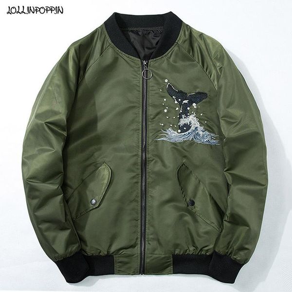 japan style whale jumping embroidery mens bomber jacket 2020 spring autumn stand collar baseball jacket men pilot1, Black;brown
japan style whale jumping embroidery mens bomber jacket 2020 spring autumn stand collar baseball jacket men pilot1, Black;brown