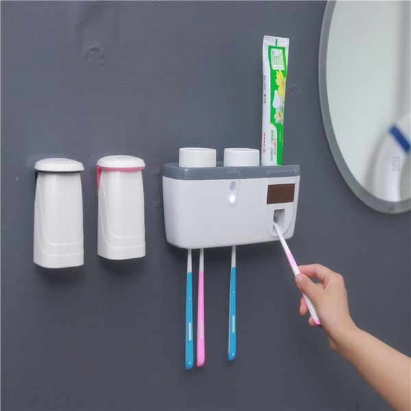 bath accessory set bathroom uv sterilizer toothbrush holder storage box usb charging automatic toothpaste squeezers home cleaning tool 
bath accessory set bathroom uv sterilizer toothbrush holder storage box usb charging automatic toothpaste squeezers home cleaning tool