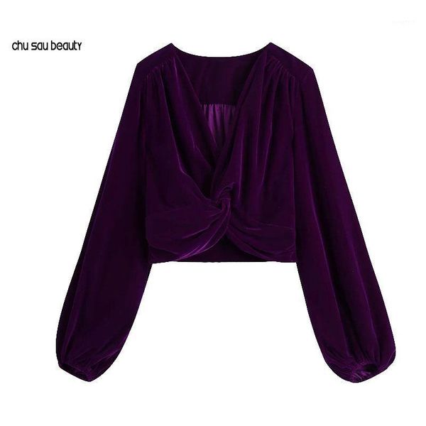 women 2020 fashion with knot velvet cropped blouses vintage v neck lantern sleeve female shirts blusas chic c531, White
women 2020 fashion with knot velvet cropped blouses vintage v neck lantern sleeve female shirts blusas chic c531, White