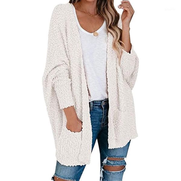autumn and winter women's new knit sweater fashion solid color grain velvet double pocket cardigan sweater coat1, White
autumn and winter women's new knit sweater fashion solid color grain velvet double pocket cardigan sweater coat1, White
