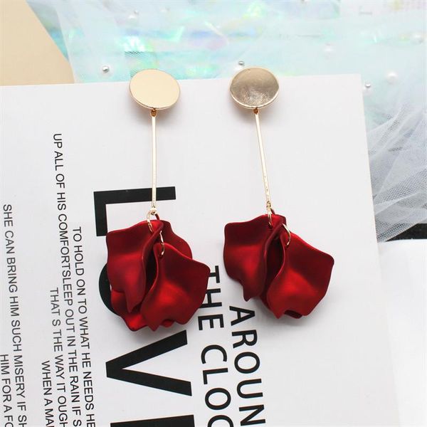 2020 new design korea jewelry elegant red rose petal earrings gold metal copper long wedding party earrings for women gift, Silver
2020 new design korea jewelry elegant red rose petal earrings gold metal copper long wedding party earrings for women gift, Silver