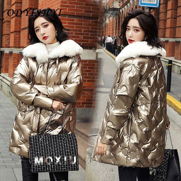 women's down & parkas 2021 fashion glossy padding jacket women parka mid length fur collar cotton coats female loose warm outwear dh347, Black
women's down & parkas 2021 fashion glossy padding jacket women parka mid length fur collar cotton coats female loose warm outwear dh347, Black