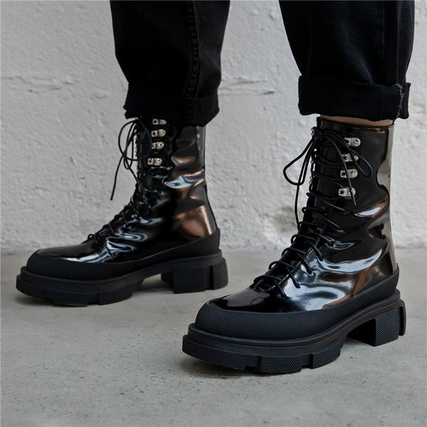 black punk ankle boots platform genuine leather stylish shoes casual brand lace up ankle boots patent leather autumn botas mujer
black punk ankle boots platform genuine leather stylish shoes casual brand lace up ankle boots patent leather autumn botas mujer