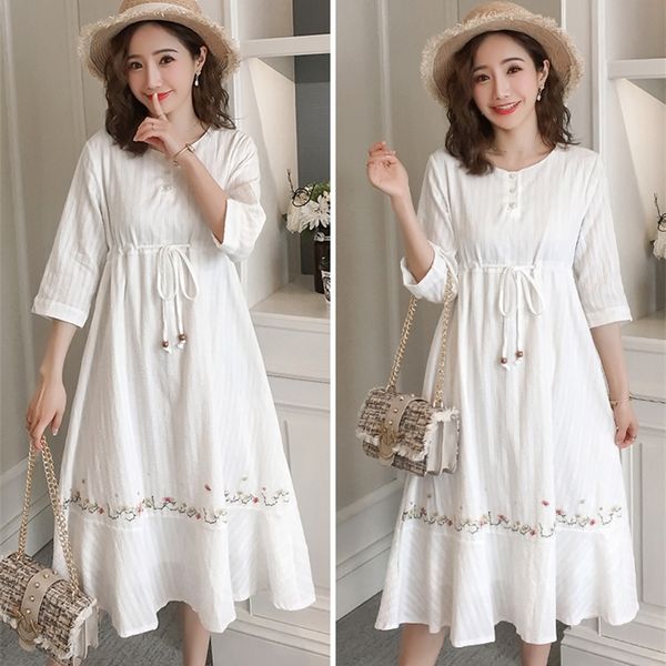 cotton maternity long dress summer fashion slim waist clothes for pregnant women elegant slim pregnancy clothing lj201123, White
cotton maternity long dress summer fashion slim waist clothes for pregnant women elegant slim pregnancy clothing lj201123, White