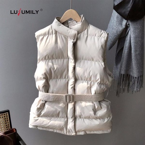 lusumily 2020 winter warm down vest women sleeveless jacket solid harajuku style belt puffer outwear loose cotton padded vests, Black;white
lusumily 2020 winter warm down vest women sleeveless jacket solid harajuku style belt puffer outwear loose cotton padded vests, Black;white