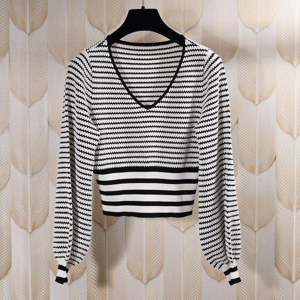 black and white striped sweater women's long lantern sleeve v-neck slim autumn winter ladies knitwear bottoming pullovers1, White;black
black and white striped sweater women's long lantern sleeve v-neck slim autumn winter ladies knitwear bottoming pullovers1, White;black