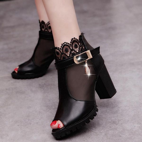 dress shoes women sandals crystal fashion wire mesh lace woman ladies thick high heels platform cover heel peep toe female, Black
dress shoes women sandals crystal fashion wire mesh lace woman ladies thick high heels platform cover heel peep toe female, Black