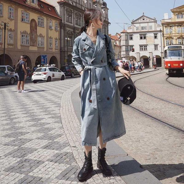 lapel women loose denim trench coat long windbreaker vintage long sleeve overcoat spring autumn belt coat mujer abrigos fy811, Tan;black
lapel women loose denim trench coat long windbreaker vintage long sleeve overcoat spring autumn belt coat mujer abrigos fy811, Tan;black
