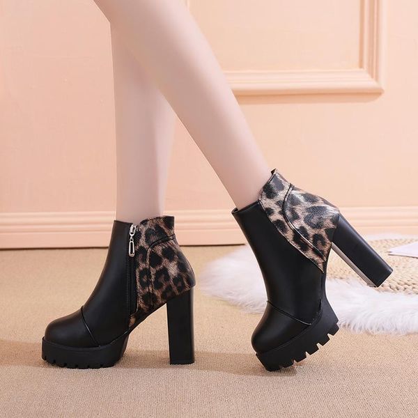 leopard high heels platform ankle boots women plus plush thick heel boots winter warm women black 2020
leopard high heels platform ankle boots women plus plush thick heel boots winter warm women black 2020