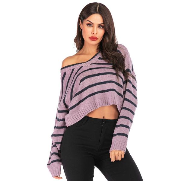 women's sweaters purple knitted pullovers v-neck striped 2021 autumn clothing jumpers sweatshirts streetwear sweater female, White;black
women's sweaters purple knitted pullovers v-neck striped 2021 autumn clothing jumpers sweatshirts streetwear sweater female, White;black