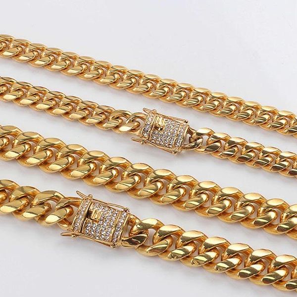 chains 10mm/14mm cuban miami chain necklace stainless steel rhinestone clasp iced out gold casting rock men women hip hop jewelry1, Silver
chains 10mm/14mm cuban miami chain necklace stainless steel rhinestone clasp iced out gold casting rock men women hip hop jewelry1, Silver
