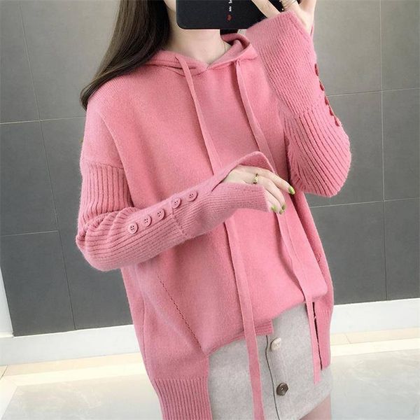 lucyever korean loose women pullover sweater button long sleeve knitted hooded jumper causal autumn preppy girls basic 201221, White;black
lucyever korean loose women pullover sweater button long sleeve knitted hooded jumper causal autumn preppy girls basic 201221, White;black