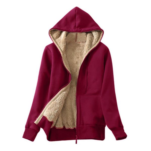 winter long sleeve ladies hoodie warm sherpa lined long sleeve zip hooded plus velvet fluffy fur fleece lined zipper jacket, Black;brown
winter long sleeve ladies hoodie warm sherpa lined long sleeve zip hooded plus velvet fluffy fur fleece lined zipper jacket, Black;brown