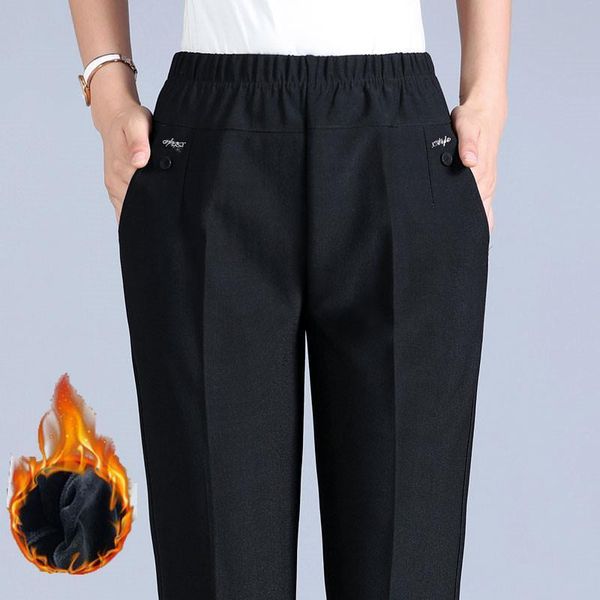 autumn elastic waist middle-aged ladies trousers large size loose casual straight pants female winter plus velvet warm trousers, Black;white
autumn elastic waist middle-aged ladies trousers large size loose casual straight pants female winter plus velvet warm trousers, Black;white