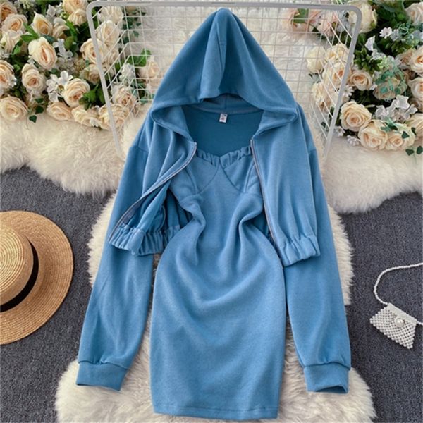 2021 new gentle wear spring suit new women's hooded cardigan jacket short suspender dress trend vvi7, Gray
2021 new gentle wear spring suit new women's hooded cardigan jacket short suspender dress trend vvi7, Gray