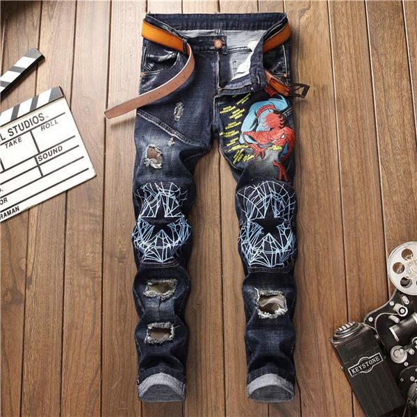 men's designer distressed ripped skinny jeans washed zipper ripped fashion luxury style men's skinny jeans c slim-fit motorcycle p, Blue
men's designer distressed ripped skinny jeans washed zipper ripped fashion luxury style men's skinny jeans c slim-fit motorcycle p, Blue