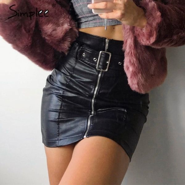 simplee sash zipper high waist short skirt black pu leather pencil mini skirts autumn winter party wear ladies women skirts 201027
simplee sash zipper high waist short skirt black pu leather pencil mini skirts autumn winter party wear ladies women skirts 201027