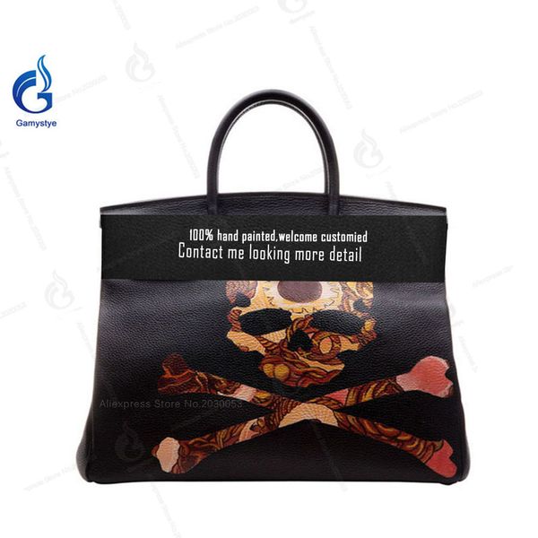 art graffiti hand painted punk rock skull women handbags classic totes silver golden lock 100% genuine leather bags for women, Black;red
art graffiti hand painted punk rock skull women handbags classic totes silver golden lock 100% genuine leather bags for women, Black;red