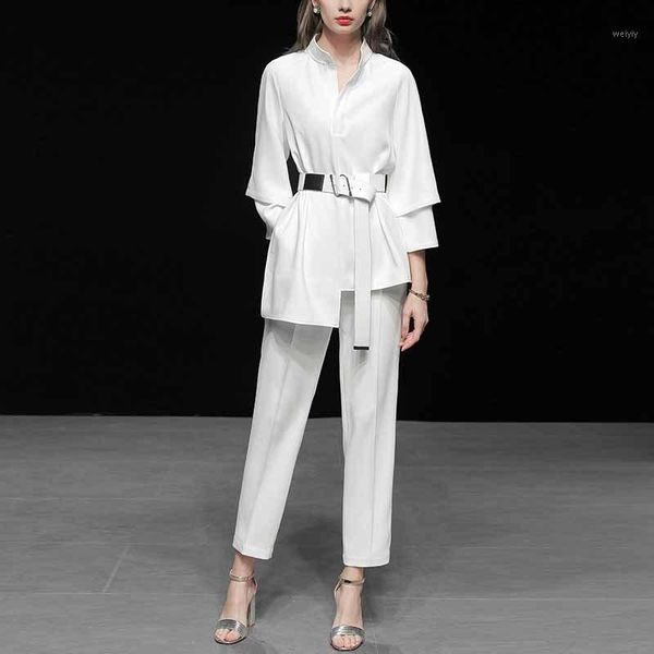 2020 summer woman business suit office suits work causal women slim v collar loose shirt blouse+wed leg pants 2pcs women sets1, Gray
2020 summer woman business suit office suits work causal women slim v collar loose shirt blouse+wed leg pants 2pcs women sets1, Gray
