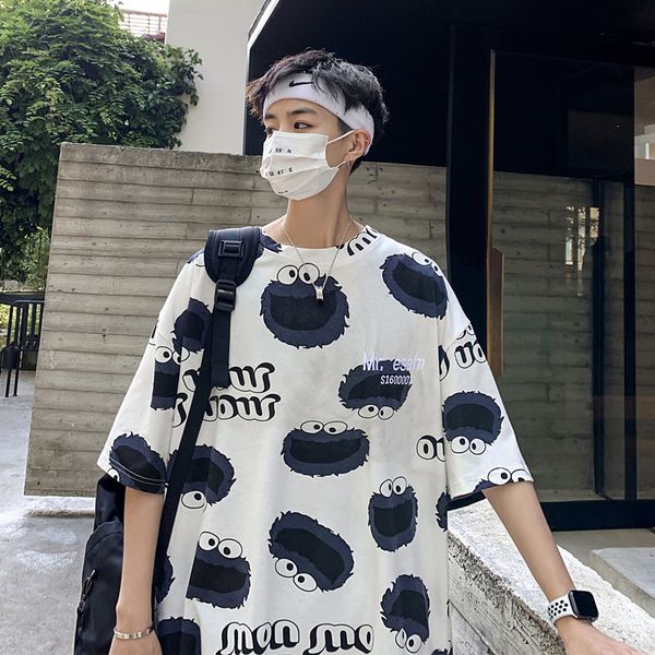 summer new cartoon print short t-shirt men's fashion korean versatile casual half sleeve top, White;black
summer new cartoon print short t-shirt men's fashion korean versatile casual half sleeve top, White;black