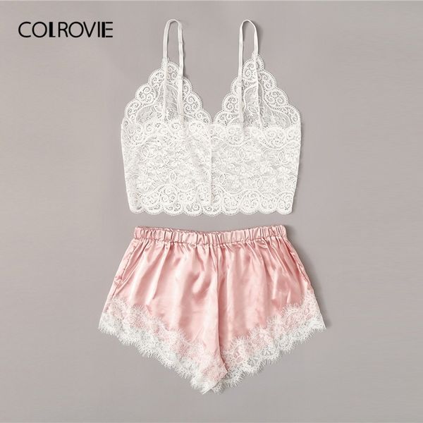 colrovie floral lace cami with satin shorts lingerie women summer sets ladies bra and panty underwear set y200415, Red;black
colrovie floral lace cami with satin shorts lingerie women summer sets ladies bra and panty underwear set y200415, Red;black